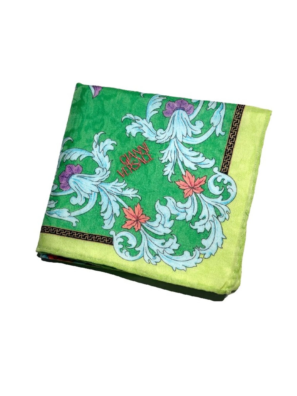 Vintage Versace Cotton Scarf Medusa inspired Floral Design